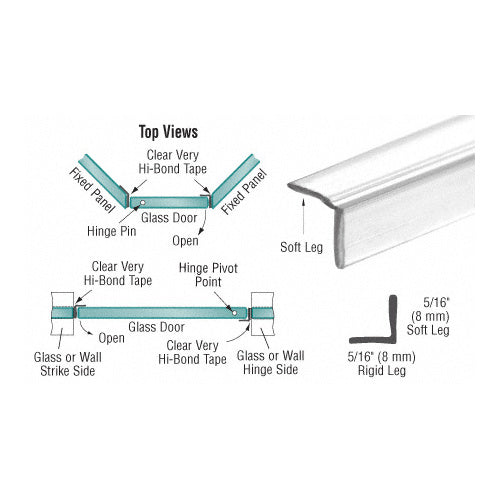 CRL Translucent Vinyl Edge "L" Seal for 5/16" Maximum Gap [98" long] [5 Pack] - SDTNL