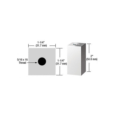 CRL Chrome 1-1/4" Square Standoff Base 2" Long - SQ1252CH