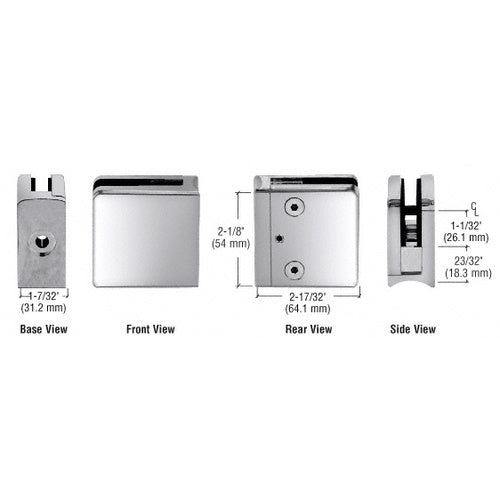 CRL Polished Stainless Z-Series Square Type Radius Base Stainless Steel Clamp for 1/2" Glass - Z712PS