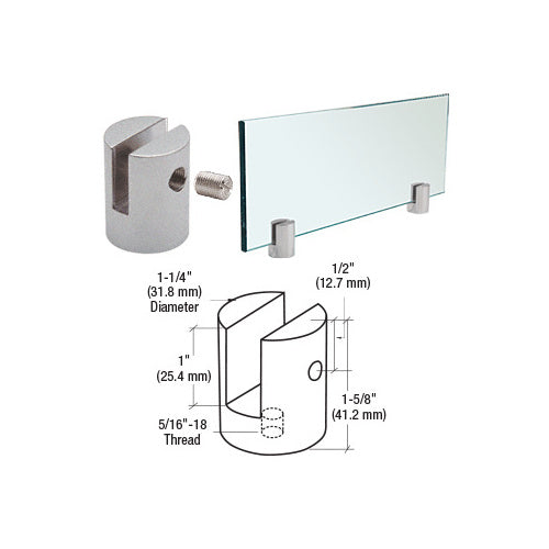 CRL Satin Chrome Slot Mount Standoff for 1/2" Panels - SM12SC