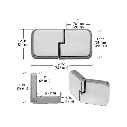 CRL Brushed Nickel UV Bond Classic Series Glass Door Hinge - UVHG3BN