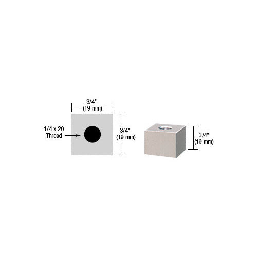 CRL Sain Chrome 3/4" Square Standoff Base 3/4" Long - SQ7575SC