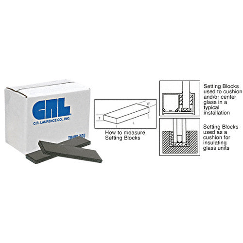 CRL 1/8" x 1/2" x 4" Neoprene Setting Blocks (100 Pack) - SB579