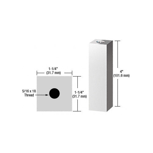 CRL Chrome 1-1/4" Square Standoff Base 4" Long - SQ1254CH