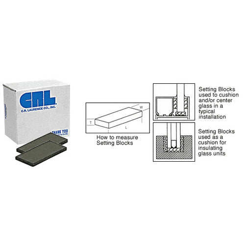 CRL 3/8" x 1" x 2" Neoprene Setting Blocks [100 pack] - SB585