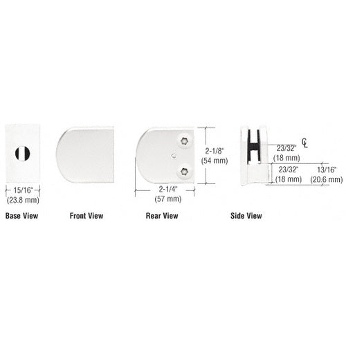 CRL White Z-Series Zinc Large Round 1/4" Glass Clamp - Z106W