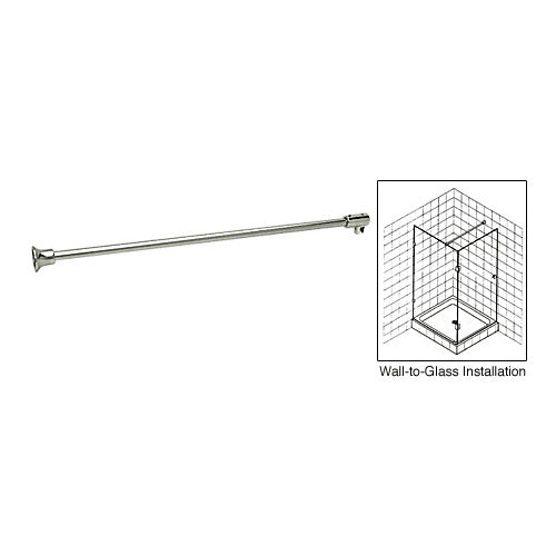 CRL Polished Nickel Frameless Shower Door Fixed Panel Wall-To-Glass Support Bar for 3/8" to 1/2" Thick Glass - SUP10PN