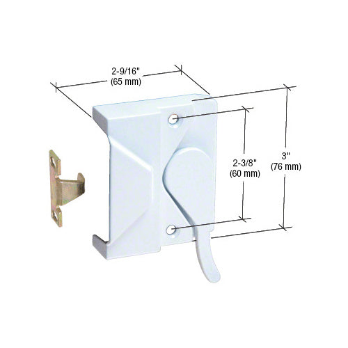 CRL Left Hand White Casement Window Lock; 2-3/8" Screw Holes - H3951