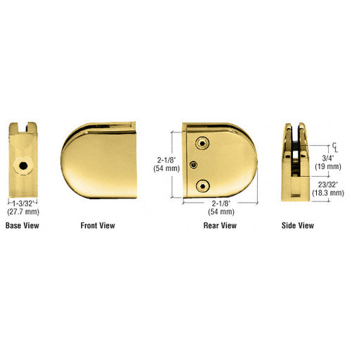 CRL Brass Z-Series Round Type Flat Base Zinc Clamp for 3/8" Glass - Z410BR