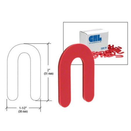 CRL Red 1/8 x 2 Plastic Horseshoe Shims - PHS8
