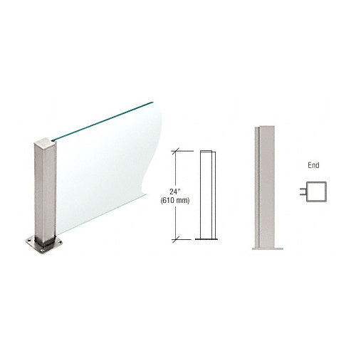 CRL Brushed Stainless 24; Plaza Series Glass Partition and Divider Posts - PP4324EBS