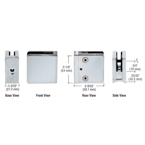 CRL Satin Chrome Z-Series Square Type Radius Base Zinc Clamp [3/8" Glass] - Z610SC