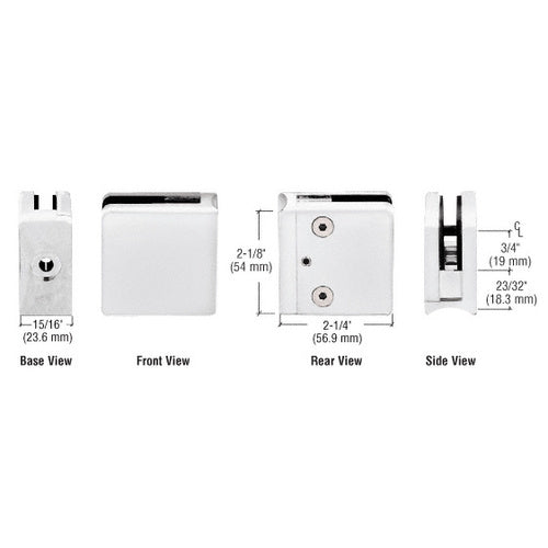 CRL White Z-Series Square Type Radius Base Zinc Clamp [1/4" and 5/16" Glass] - Z606W