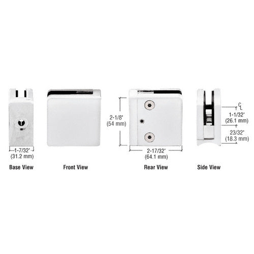 CRL Brushed Stainless Z-Series Square Type Radius Base Stainless Steel Clamp [1/4" and 5/16" Glass] - Z706BS