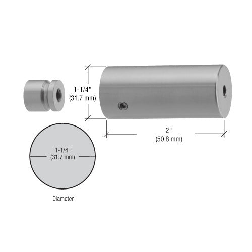 CRL Brushed Stainless 1-1/4" Diameter 2" Stud Mounted Standoff Base - SMS1142BS