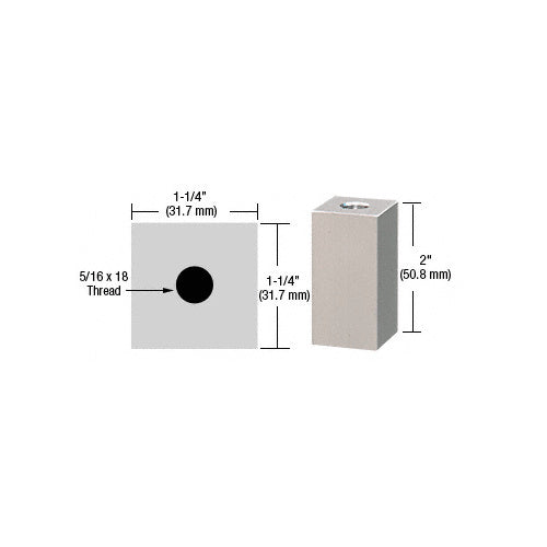 CRL Satin Chrome 1-1/4" Square Standoff Base 2" Long - SQ1252SC