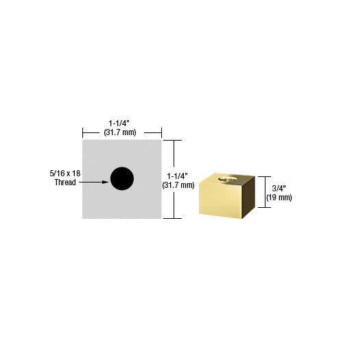 CRL Brass 1-1/4" Square Standoff Base - 3/4" in Length - SQ12575BR