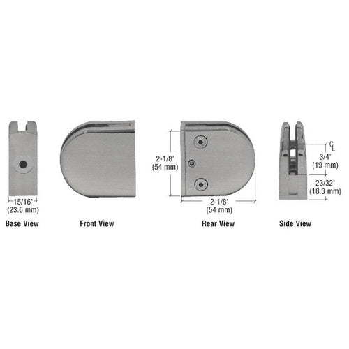 CRL Brushed Nickel Z-Series Round Type Flat Base Zinc Clamp for 1/4; and 5/16 Glass - Z406BN