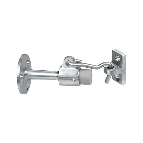 CRL Satin Aluminum Finish Wall Mounted Heavy Duty Door Stop with Hook and Holder - W140