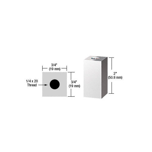 CRL Chrome 3/4" Square Standoff Base [2" Long] - SQ752CH