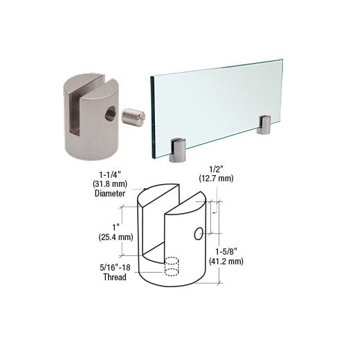 CRL Brushed Stainless Slot Mount Standoff for 1/2" Panels - SM12BS