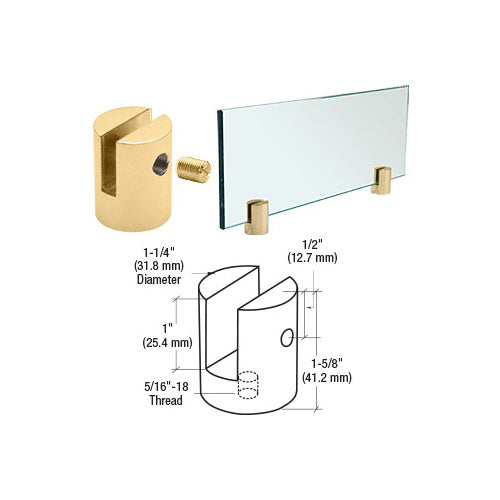 CRL Brass Slot Mount Standoff for 1/2" Panels - SM12BR