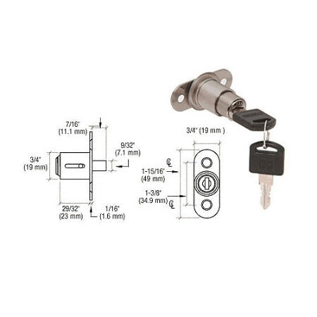CRL Brushed Nickel Track Plunger Lock - LK55