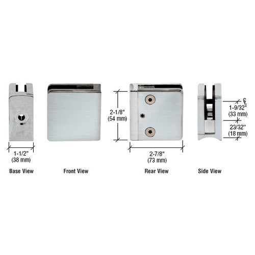 CRL Brushed Stainless Z-Series Radius Surface Mount Square Type Glass Clamps - Z734BS