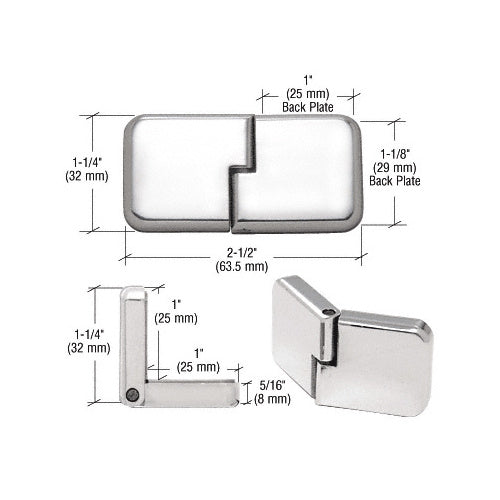 CRL Chrome UV Bond Classic Series Glass Door Hinge - UVHG3CH