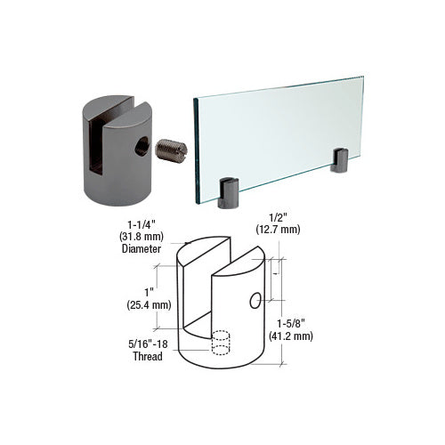 CRL Gun Metal Slot Mount Standoff for 1/4" Panels - SM14GM