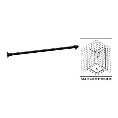 CRL Black Frameless Shower Door Fixed Panel Wall-To-Glass Support Bar [3/8" to 1/2" Thick Glass] - SUP10BL