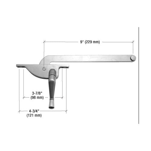 CRL Aluminum 9" Left Hand Teardrop Series Casement Window Operator - 5009LHAL