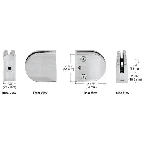 CRL Brushed Stainless Z-Series Round Type Flat Base Stainless Steel Clamp [3/8" Glass] - Z510BS