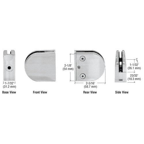 CRL Brushed Stainless Z-Series Round Type Flat Base Stainless Steel Clamp [ 1/2" Glass] - Z512BS