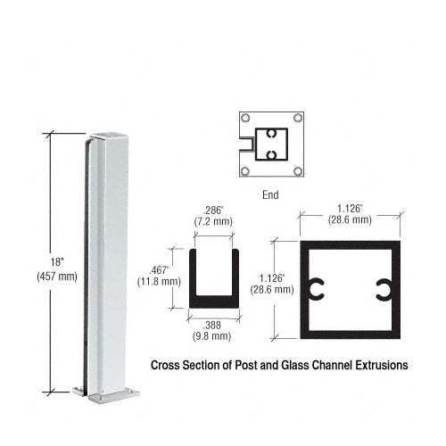 CRL Satin Anodized Standard 18" End Partition Post - D990A18E