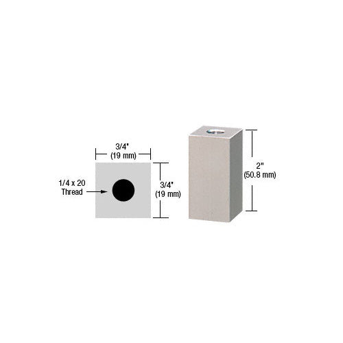 CRL Satin Chrome 3/4" Square Standoff Base 2" Long - SQ752SC