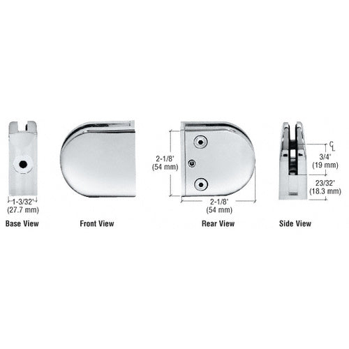 CRL Chrome Z-Series Round Type Flat Base Zinc Clamp for 3/8" Glass - Z410CH