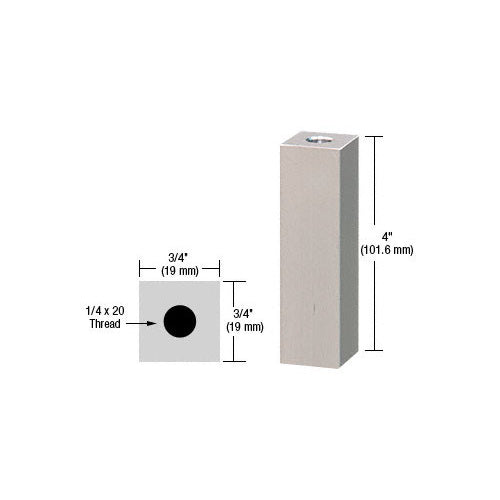 CRL Sain Chrome 3/4" Square Standoff Base 4" Long - SQ754SC