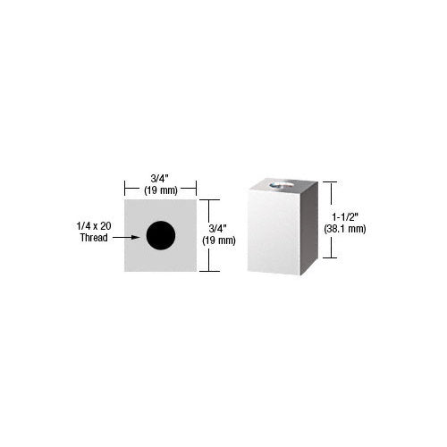 CRL Chrome 3/4" Square Standoff Base [1-1/2" Long] - SQ75112CH