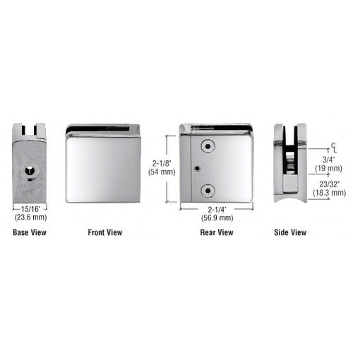 CRL Polished Stainless Z-Series Square Type Radius Base Stainless Steel Clamp - Z706PS