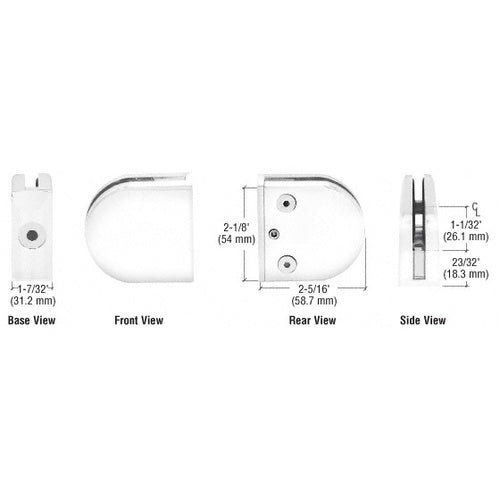 CRL White Z-Series Round Type Flat Base Zinc Clamp [1/2" Glass] - Z412W