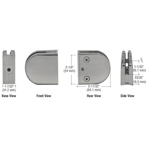 CRL Brushed Nickel Z-Series Round Type Radius Base Zinc Clamp for 1/2" Glass - Z212BN