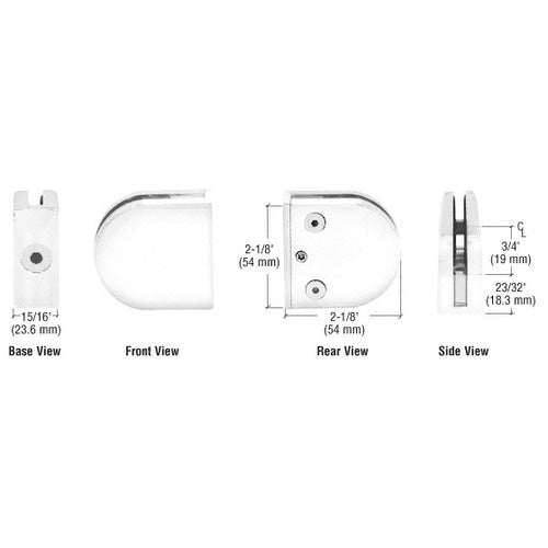 CRL White Z-Series Round Type Flat Base Zinc Clamp for 1/4" and 5/16" Glass - Z406W