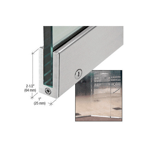 CRL Brushed Stainless 2-1/2" (64 mm) Tall Slender Profile Door Rail With Lock 35-3/4" Standard Length - SP64BS12SR