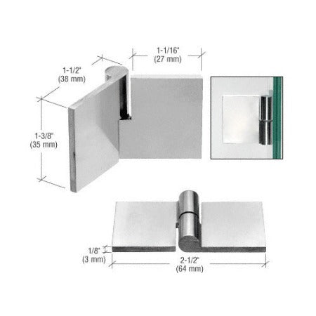 CRL Polished Aluminum Left Hand UV Bond Glass-to-Glass Hinge - UV6267