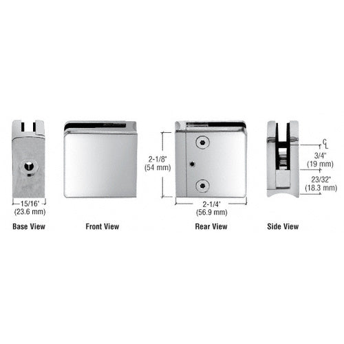 CRL Chrome Z-Series Square Type Radius Base Zinc Clamp [1/4" and 5/16" Glass] - Z606CH