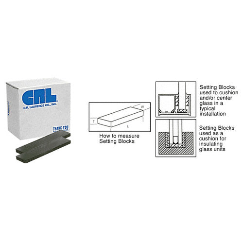 CRL 3/16" x 7/8" x 2" Neoprene Setting Blocks [100 pack] - SB582