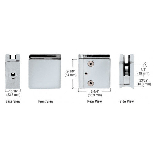 CRL Satin Chrome Z-Series Square Type Radius Base Zinc Clamp [1/4" Glass] - Z606SC