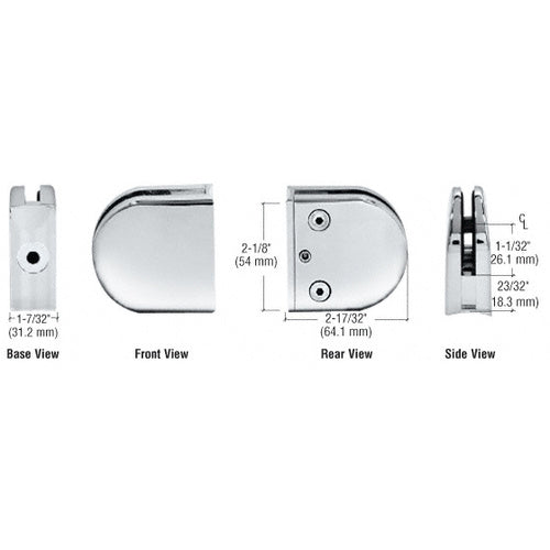 CRL Z-Series Round Type Radius Base Zinc Clamp for 1/2" Glass - Z212CH