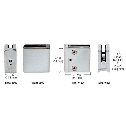 CRL Brushed Stainless Z-Series Square Type Radius Base Stainless Steel Clamp [1/2 Glass] - Z712BS